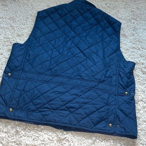 POLO Ralph Lauren Navy Blue Quilted Vest Brown Corduroy Collar Women’s XXL - Picture 7 of 15